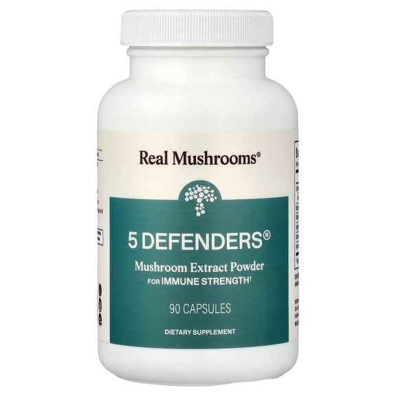 Real Mushrooms 5 Defenders®, Mushroom Extract Powder, 90 Capsules