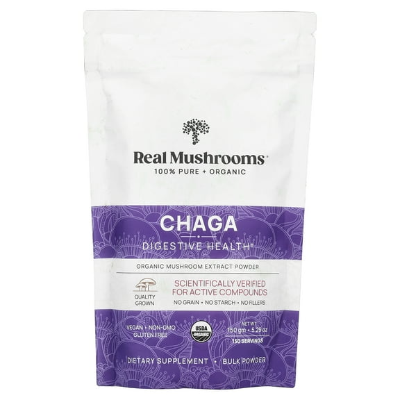 Real Mushrooms Chaga, Organic Mushroom Extract Powder, 5.29 oz (150 gm)