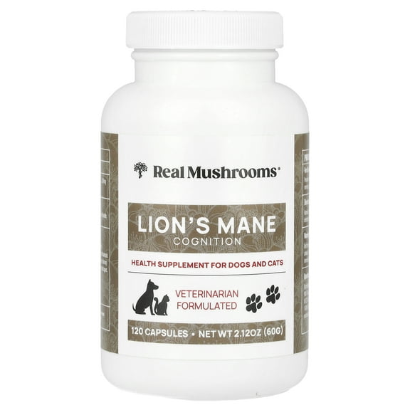 Real Mushrooms Lion's Mane, For Dogs and Cats, 120 Capsules