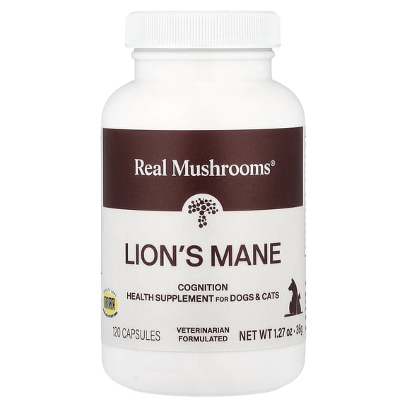 Real Mushrooms Lion's Mane, For Dogs & Cats, 120 Capsules