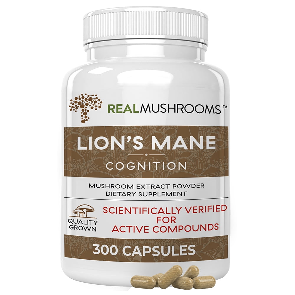 Real Mushrooms Lions Mane, Mushroom Extract Powder, 300 Capsules