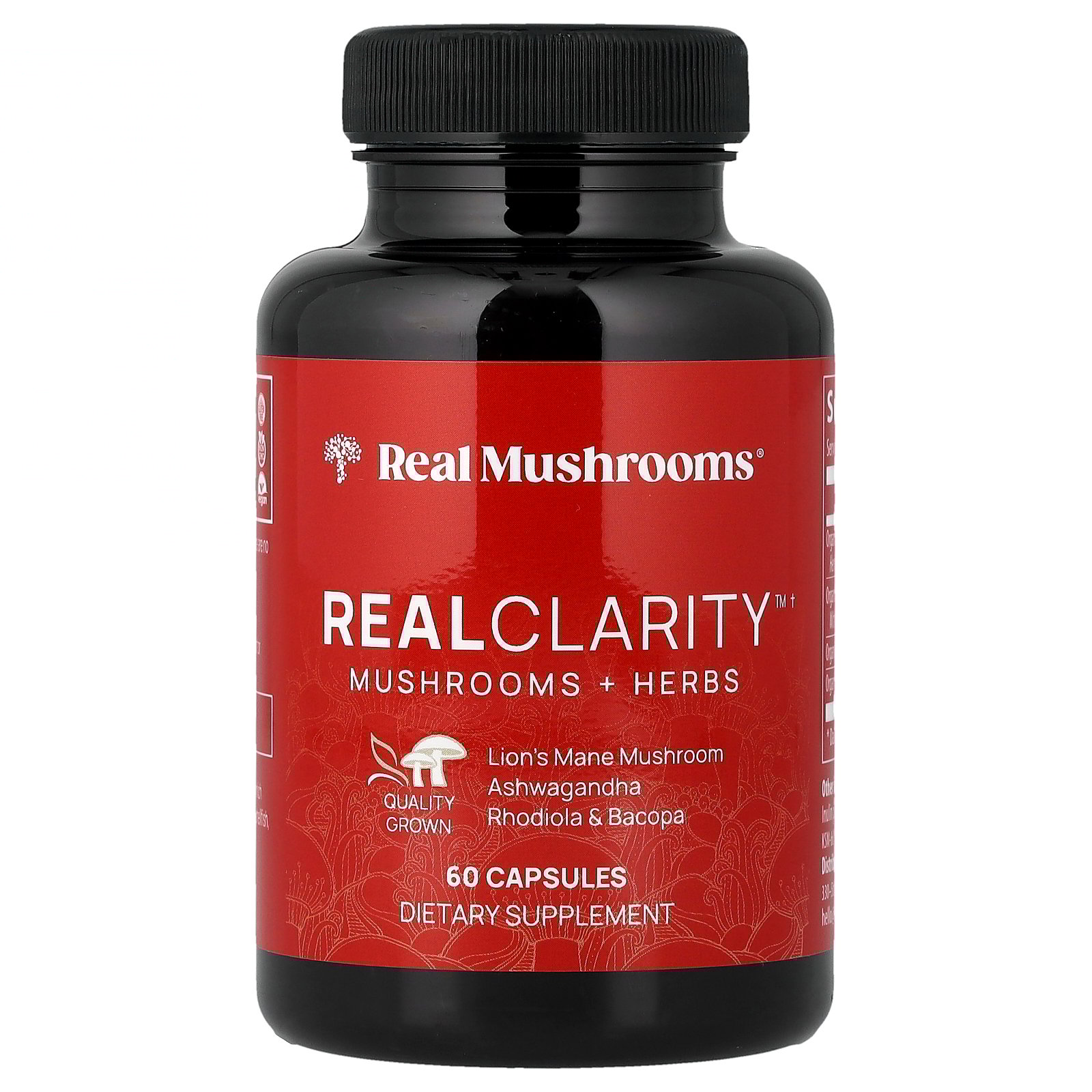 Real Mushrooms RealClarity, Mushrooms + Herbs, 60 Capsules