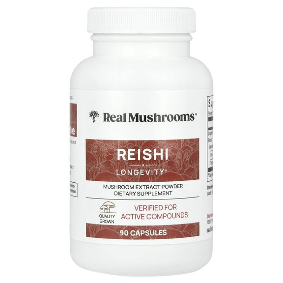 Real Mushrooms Reishi, Mushroom Extract Powder, 90 Capsules