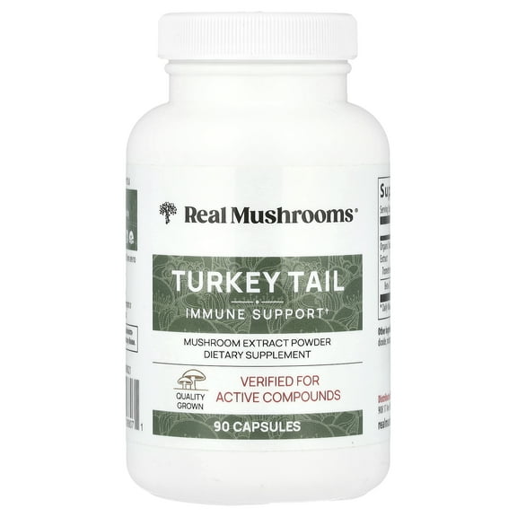 Real Mushrooms Turkey Tail, Mushroom Extract Powder, 90 Capsules