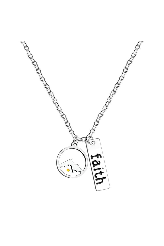 Real Mustard Seed Mountain Round Pendant Faith Necklace Christian Jewelry Stainless Y559 (Round Mountain)
