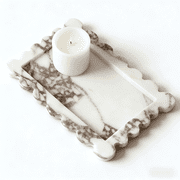 Real Natural Calacatta Viola Scalloped Marble Tray 11.8 x 7.87 - Luxury Decorative Organizing Tray for Bathroom Vanity, Dresser, Home Decor