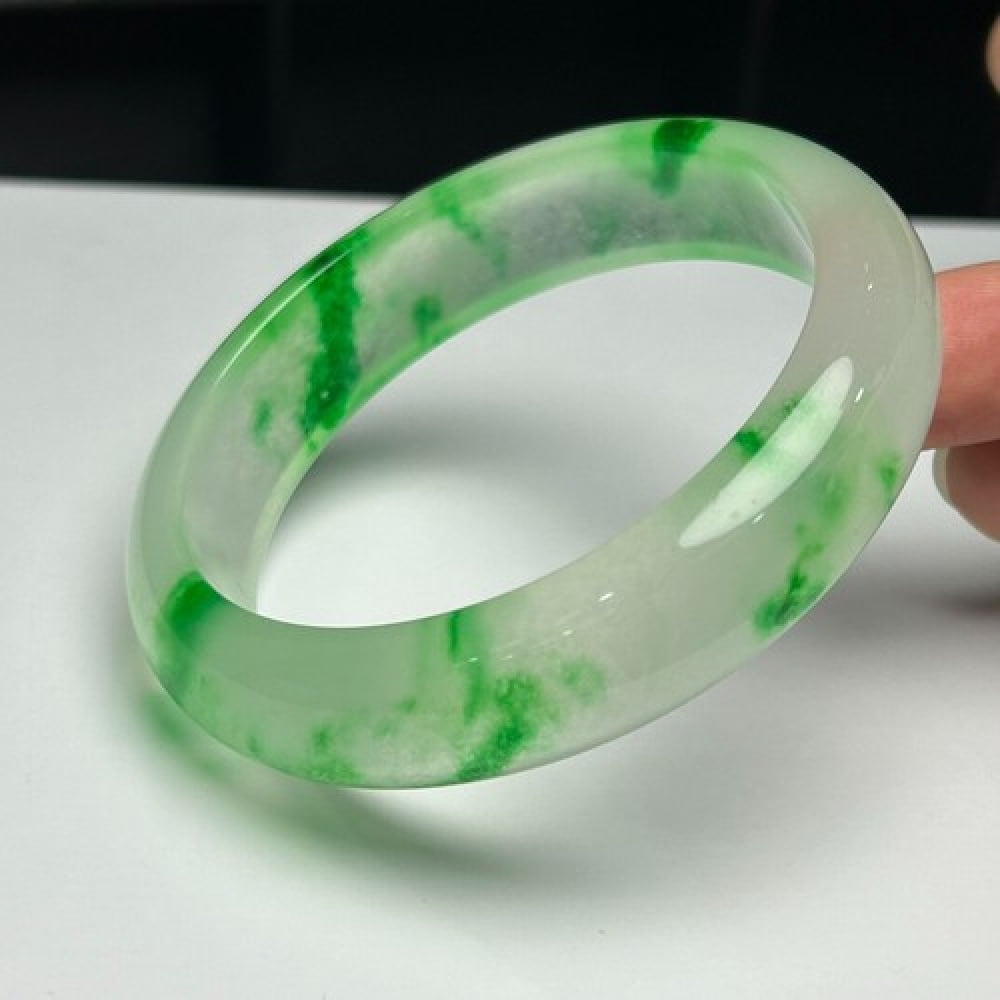 Real Natural Grade AAA Ice Green Flower Myanmar Jade jadeite bracelets