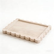 Real Natural Travertine Scalloped Marble Tray 11.8 X 7.87 - Luxury Decorative Organizing Tray for Bathroom Vanity, Dresser, Home Decor