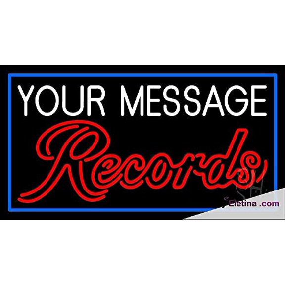 Real Neon Led Tubes Custom Cursive Red Records Blue Border Led Sign Handmade Lamp Neon Signs For Wall Decor