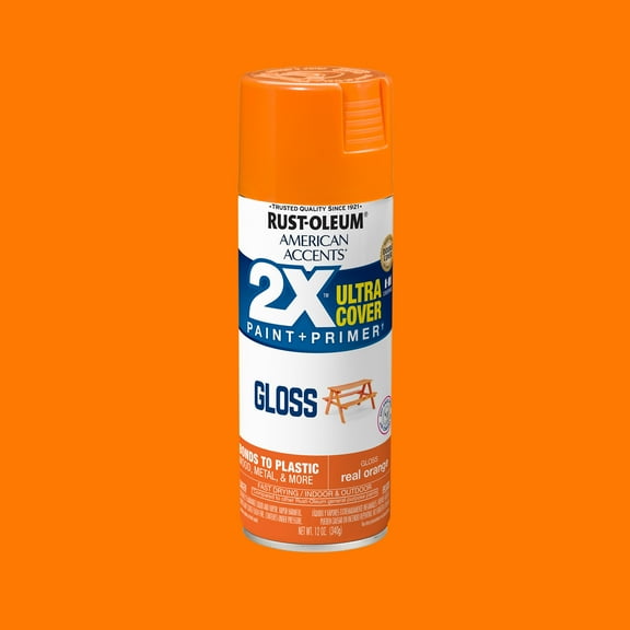 Real Orange, Rust-Oleum American Accents 2X Ultra Cover Gloss Spray Paint-327873, 12 oz