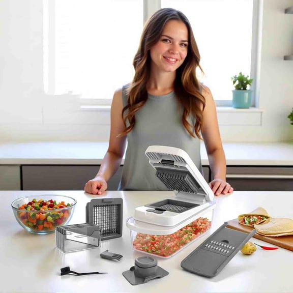 The Real Original Pro Chopper Vegetable Chopper Mandoline Slicer, 8 Blade Food Veggie Chopper Onion Vegetable Cutter with Container, Kitchen Gadgets & Essentials