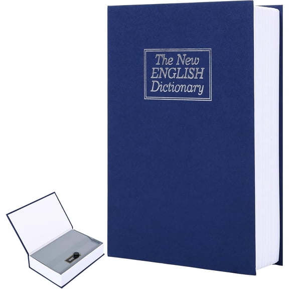 Real Paper Diversion Book Safe Storage Box, Hollow Book Dictionary Secret Safe with Combination Lock, Anti Theft Books Hidden Lock Box for Cash Jewelry, 9.5 x 6.2 x 2.2 in(skyblue)