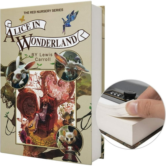 Real Paper Transfer Book Safe, Hollow with Secret Hidden Compartment, Combination Lock, 8.7"6"2"