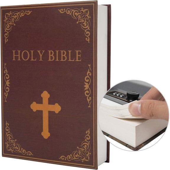 Real Paper Transfer Book Safe, Hollow with Secret Hidden Compartment, Combination Lock, 8.7"×6"×2"