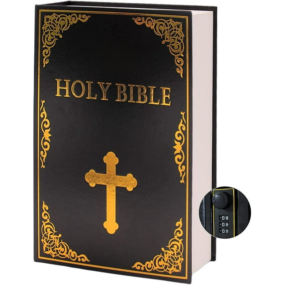 Real Paper Transfer Book Safe, Hollow with Secret Hidden Compartment, Combination Lock, 8.7"×6"×2"