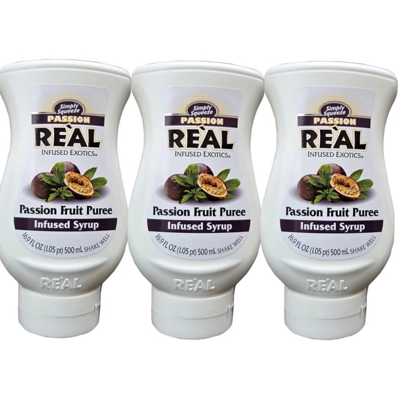 Real Passion Fruit Puree Infused Syrup, 16.9 Fl Oz (3 Pack)