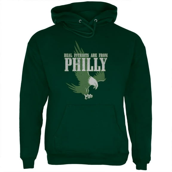 Real Patriots Are From Philly Vintage Distressed Mens Hoodie Forest Green SM