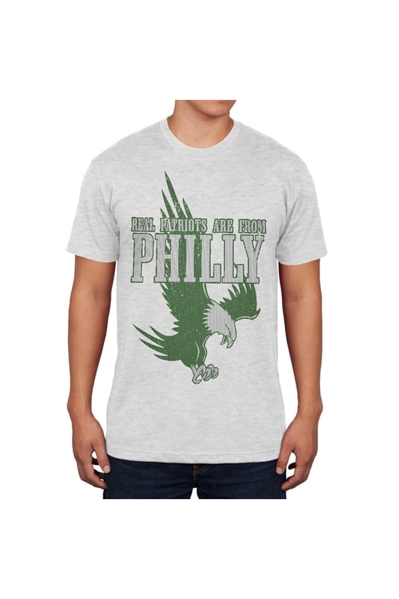 Real Patriots Are From Philly Vintage Distressed Mens Soft T Shirt Heather White 2XL