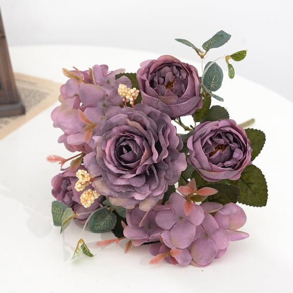 Real Peony Silk Flower Bouquet for Wedding Bridal Home Elegant Floral Arrangement