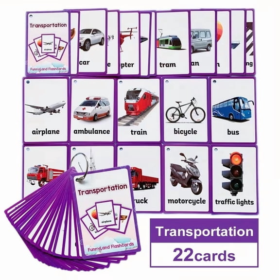 Real Photo Transportation Flash Cards for Kids Ages 3-5 Vehicles Learning