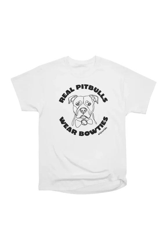 Real Pitbulls Wear Bowties Line Art T-Shirt Tee Gift For Him Merch For Her Apparel For Fri