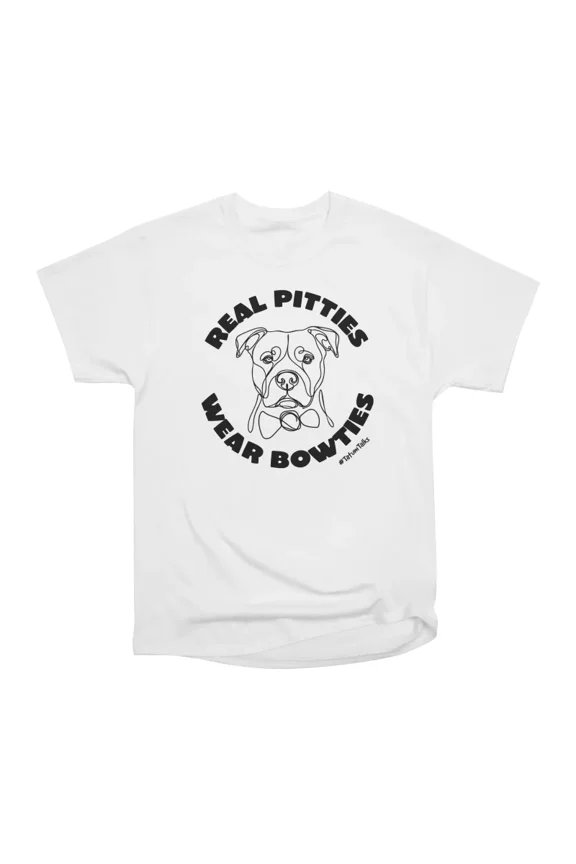 Real Pitties Wear Bowties Line Art T-Shirt Tee Gift For Him Merch For Her Apparel For Frie