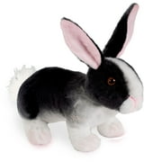 Real Planet 11.5" Black & White Rabbit Bunny Cute Realistic Stuffed Animal, Cute Farm Animals Plush Toy & STEM Learning Gift for Birthday Boys & Girls