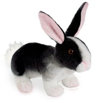 Real Planet 11.5" Black & White Rabbit Bunny Cute Realistic Stuffed Animal, Cute Farm Animals Plush Toy & STEM Learning Gift for Birthday Boys & Girls