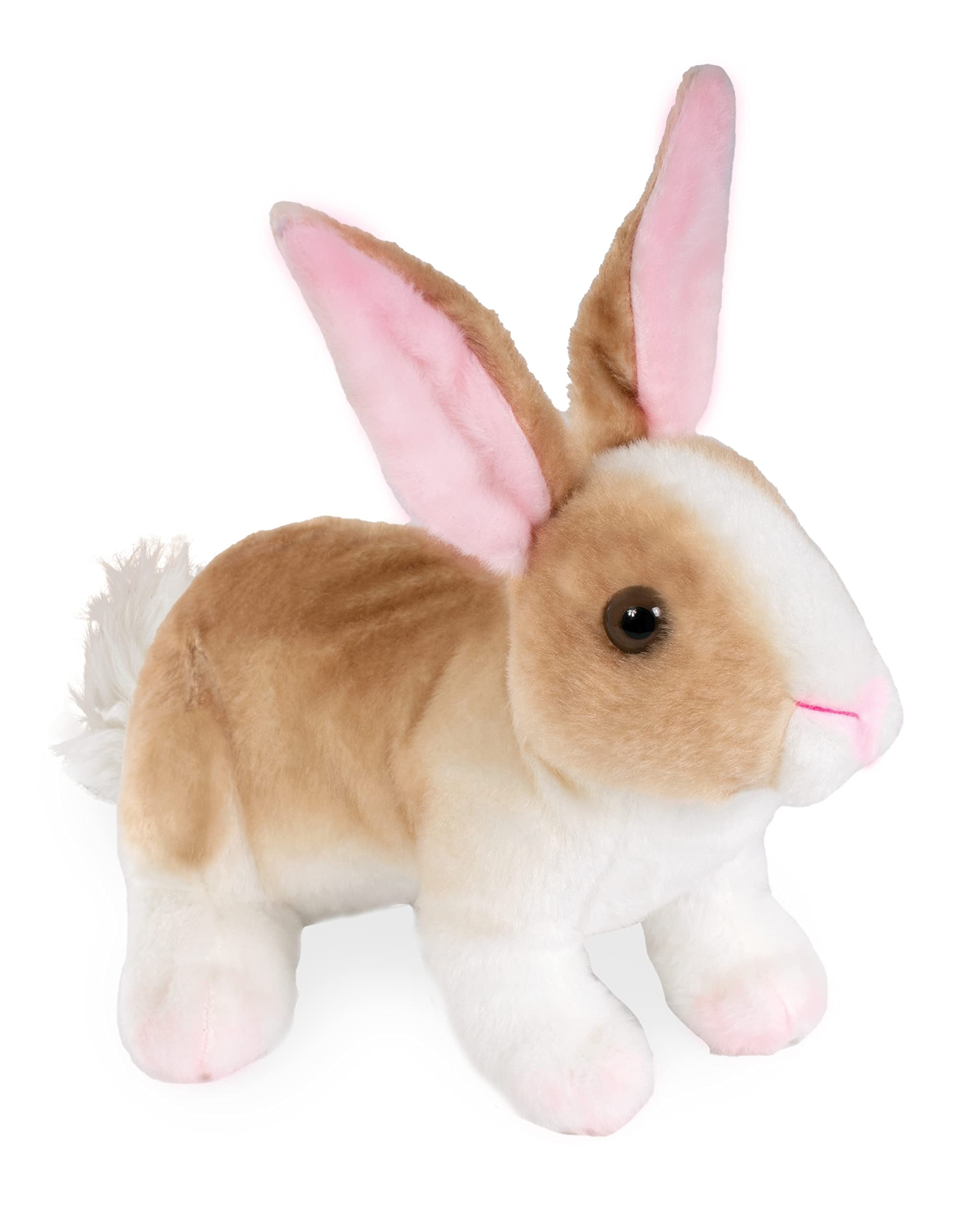 Real Planet 11.5" Brown & White Rabbit Bunny Cute Realistic Stuffed Animal, Cute Farm Animals Plush Toy & STEM Learning Gift for Birthday Boys & Girls