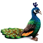 Real Planet 11" Blue Peacock Zoo Bird Realistic Stuffed Animal, Zoo Jungle Peacocks Plush Toy & STEM Learning Gift for Birthday Boys & Girls