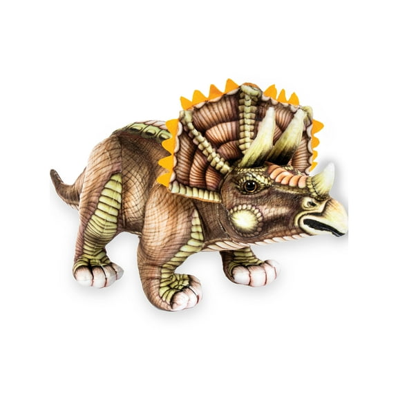 Real Planet 14" Brown Triceratops Dinosaur Realistic Stuffed Animal, Horns Dinosaur Plush Toy & STEM Learning Gift for Birthday Boys & Girls
