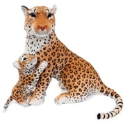Real Planet 24" Leopard & Cub Cute Realistic Stuffed Animal, Cute Mama & Baby Plush Toy & STEM Learning Gift for Birthday Boys & Girls
