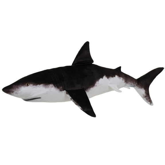 Real Planet 33.5" Black Great White Shark Realistic Stuffed Animal, Marine Sea Life Plush Toy & STEM Learning Gift for Birthday Boys & Girls