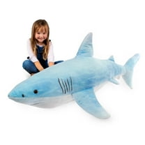 Real Planet 51.5" Aqua Great White Shark Realistic Stuffed Animal, Marine Sea Life Plush Toy & STEM Learning Gift for Birthday Boys & Girls