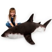 Real Planet 51.5" Black Great White Shark Realistic Stuffed Animal, Marine Sea Life Plush Toy & STEM Learning Gift for Birthday Boys & Girls