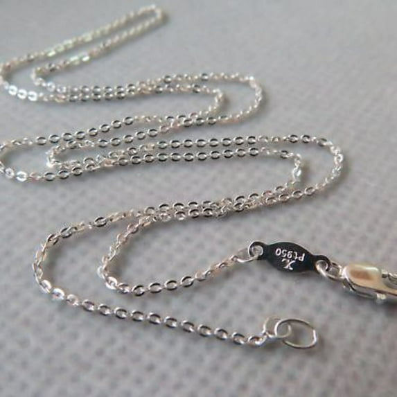 Real Platinum Pt950 Necklace For Women Lucky 1mmW O Chain Link Gift 16.5inchL New Gift