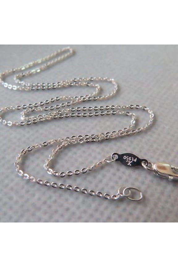 Real Platinum Pt950 Necklace For Women Lucky 1mmW O Chain Link Gift 16.5inchL New Gift