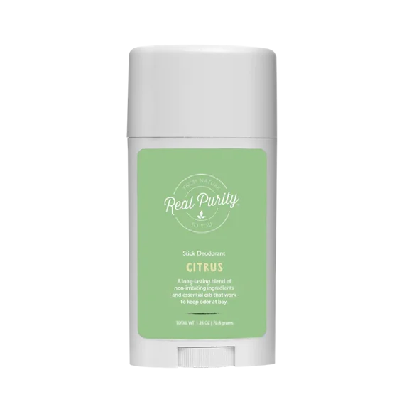 Real Purity Citrus Natural Stick Deodorant | Paraben Free | Aluminum Free | Long Lasting Protection | Made in USA | 1.25oz