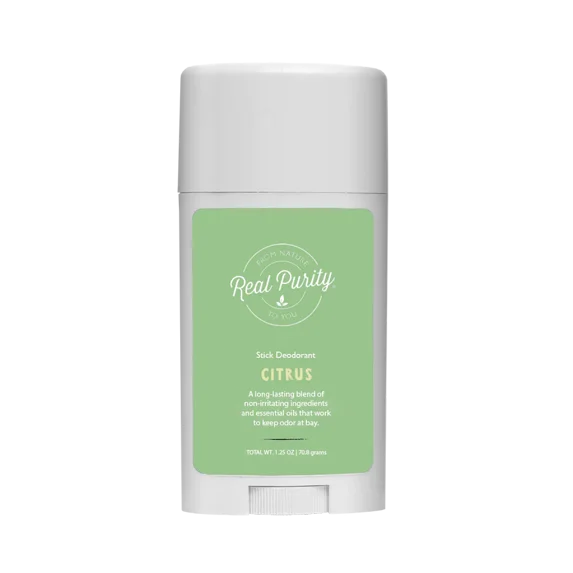 Real Purity Citrus Natural Stick Deodorant | Paraben Free | Aluminum Free | Long Lasting Protection | Made in USA | 1.25oz