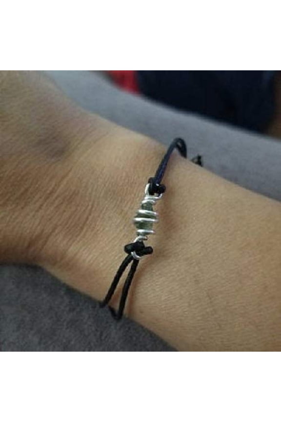 Real Raw Moldavite Piece Stainless Steel Wire Wrapped Cage Adjustable Black Bracelet