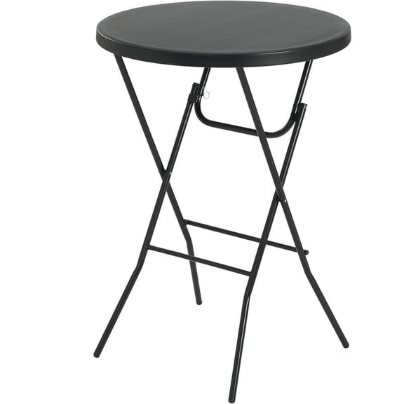 Real Relax 32 in Plastic Folding Round Table Bar Height, HDPE Matrial and 350LB Weight Capacity,High Top Table for Outdoor Party, Cafes,Backyard,Dining Room,Wedding Event,1 Pack, Black