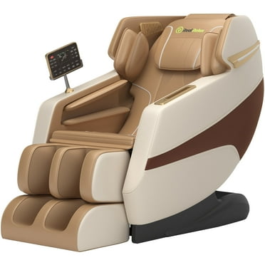 Real Relax 3D Massage Chair, Full Body Zero Gravity Recliner with SL Track, Yoga Stretching, Foot Rollers, Bluetooth, Heating, Brown