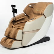 Real Relax 3D Massage Chair, Full Body Zero Gravity Recliner with SL Track, Yoga Stretching, Foot Rollers, Bluetooth, Heating, Brown