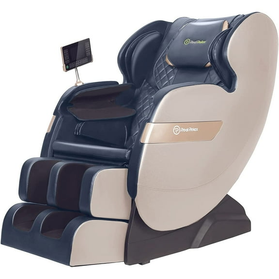 Real Relax S Track Massage Chair, Full Body Zero Gravity Shiatsu Recliner with Smart Voice Controller, Blue