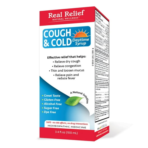 Real Relief Cough & Cold Daytime Syrup Non Drowsy Formula 3.4 Fl Oz