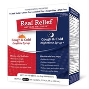 Real Relief Cough & Cold Syrup Daytime & Nightime Formulas, Gluten & Dye Free, No Added Sugar, 2 x 3.4oz