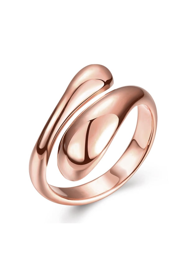 Real Rose Gold Adjustable Brass Finger Ring US Size 7 Teardrop Ring Open Adjustable Finger Ring Simple Stackable Finger Ring Open Statement Rings
