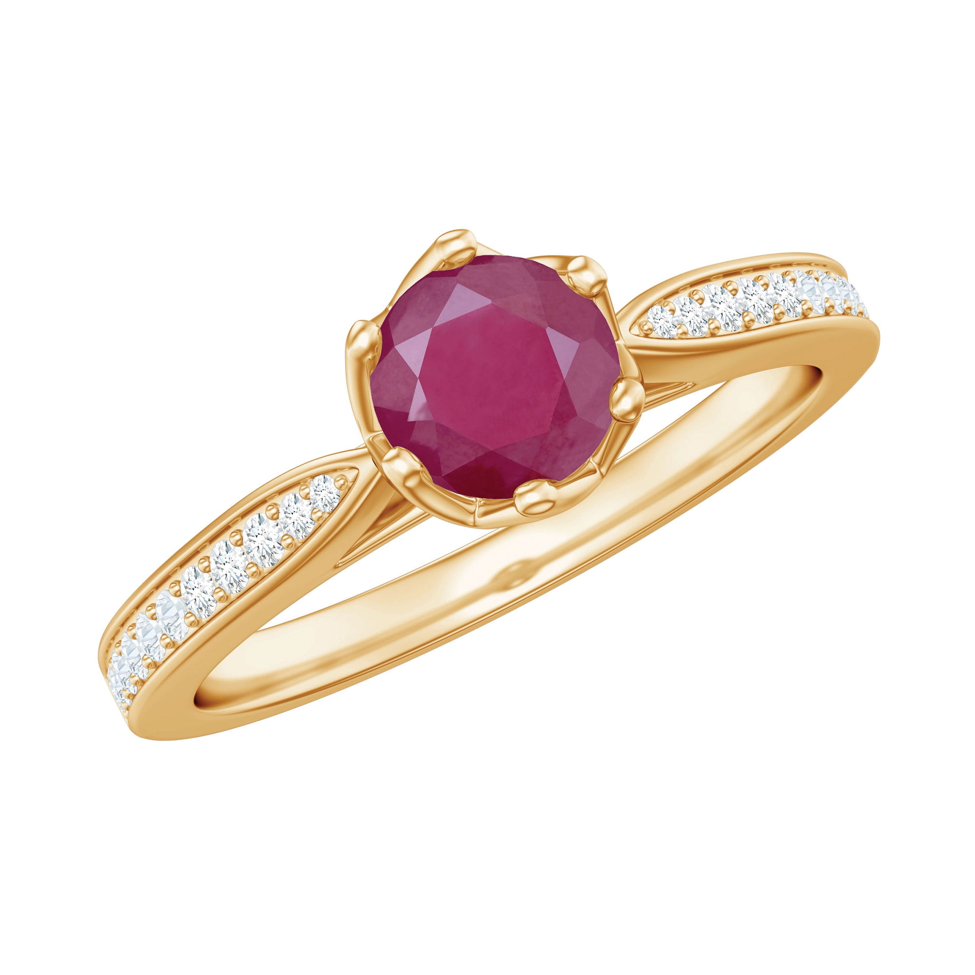 Diamond ring with sale ruby side stones