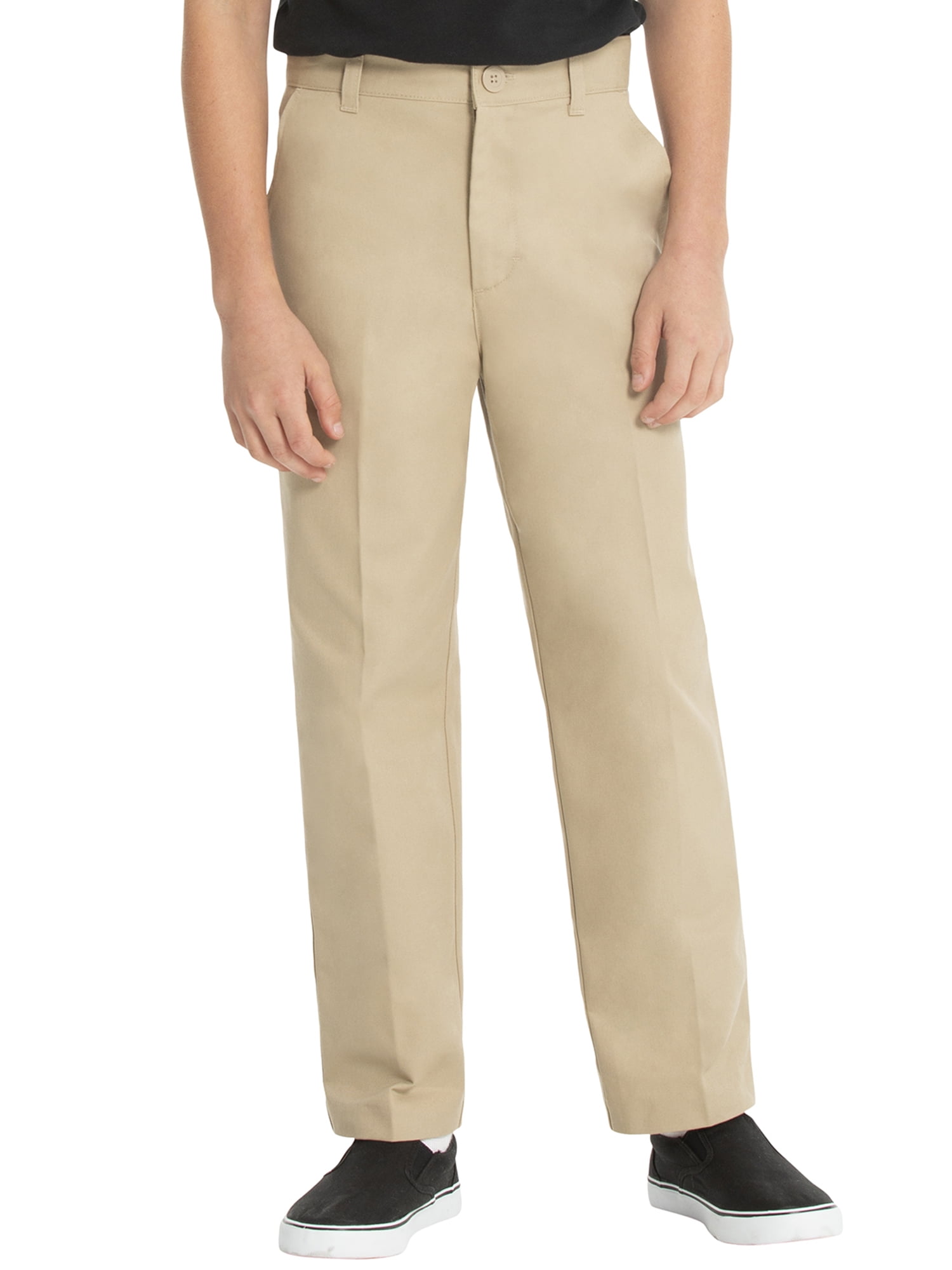Real School Boys School Uniform Flat Front Pants, Sizes 4-16 & Husky