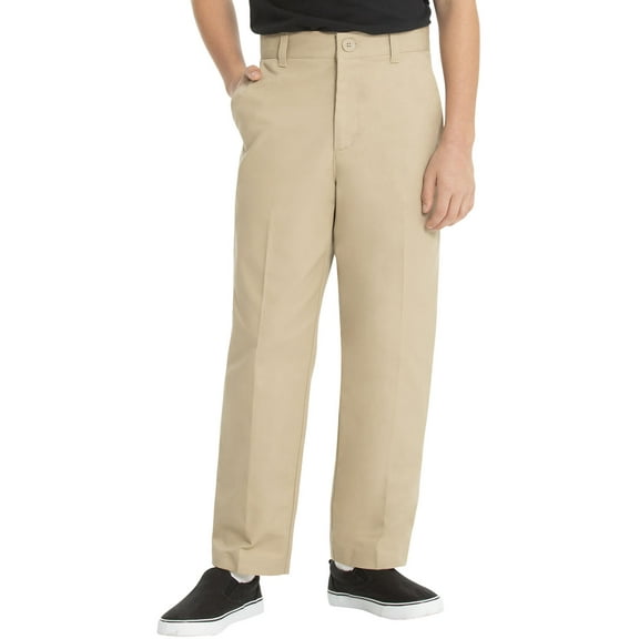 Real School Boys School Uniform Flat Front Pants, Sizes 4-16, Khaki